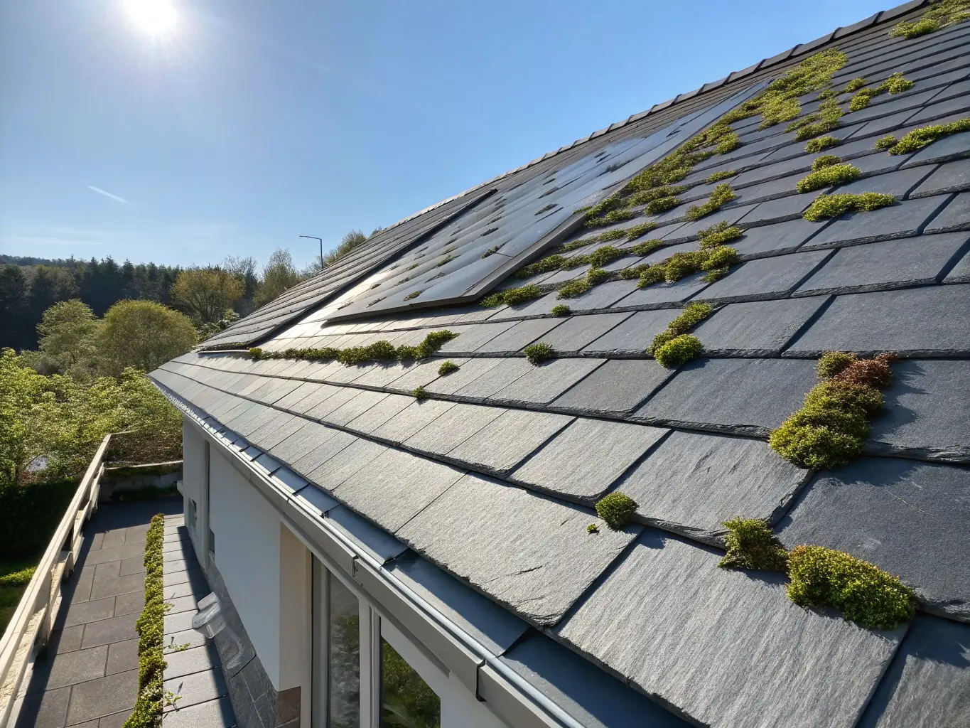 A high-quality image showcasing a newly installed roof with durable shingles, demonstrating Global Construction's roofing expertise.