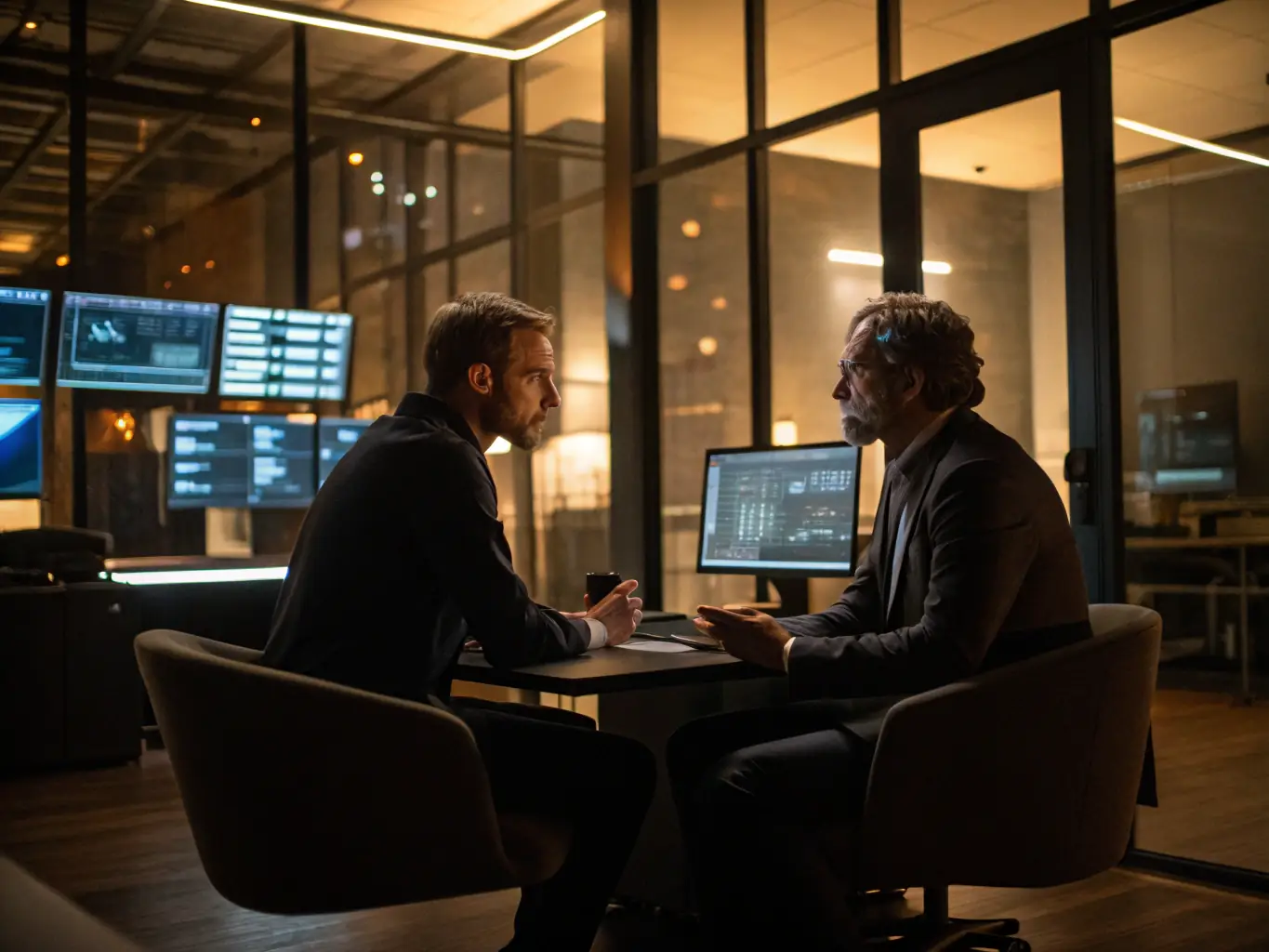 An IT consultant advising a client on technology infrastructure optimization, highlighting improved security and innovative solutions.